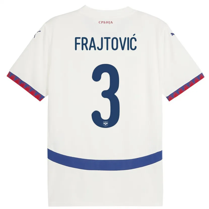Danxen Mujer Camiseta Serbia Andela Frajtovic #3 Blanco 2ª Equipación 24-26 La Camisa México