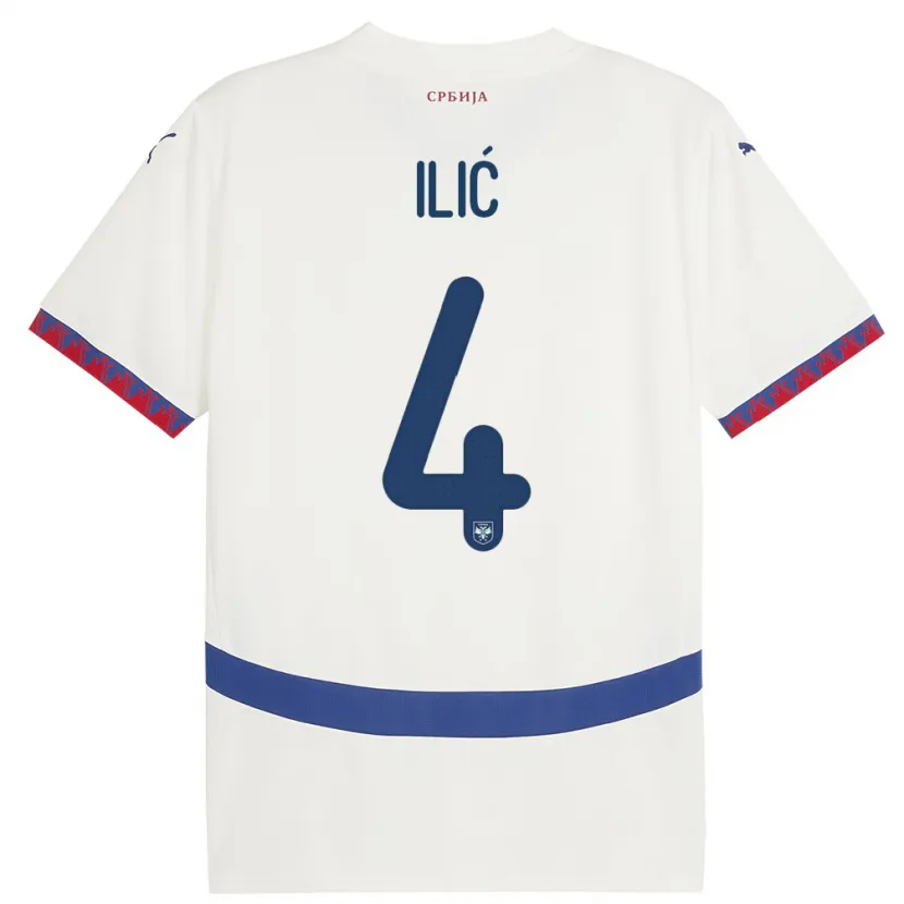 Danxen Mujer Camiseta Serbia Marija Ilic #4 Blanco 2ª Equipación 24-26 La Camisa México