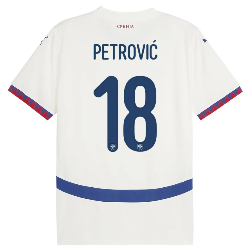 Danxen Mujer Camiseta Serbia Emilija Petrovic #18 Blanco 2ª Equipación 24-26 La Camisa México