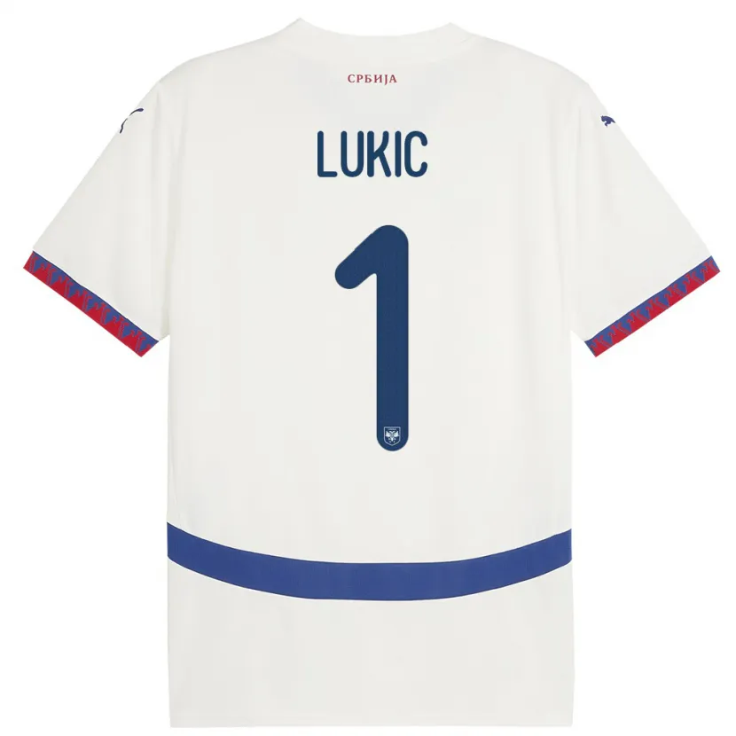 Danxen Mujer Camiseta Serbia Ognjen Lukic #1 Blanco 2ª Equipación 24-26 La Camisa México