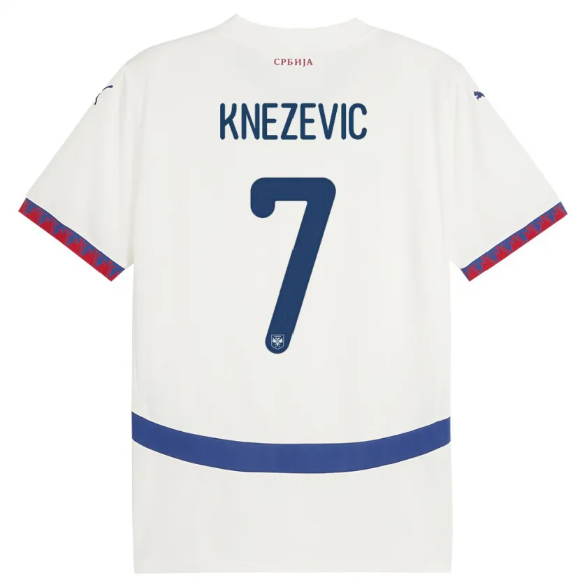 Danxen Mujer Camiseta Serbia Nikola Knezevic #7 Blanco 2ª Equipación 24-26 La Camisa México