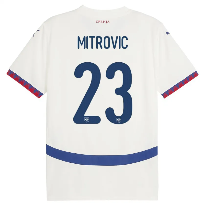 Danxen Mujer Camiseta Serbia Vuk Mitrovic #23 Blanco 2ª Equipación 24-26 La Camisa México