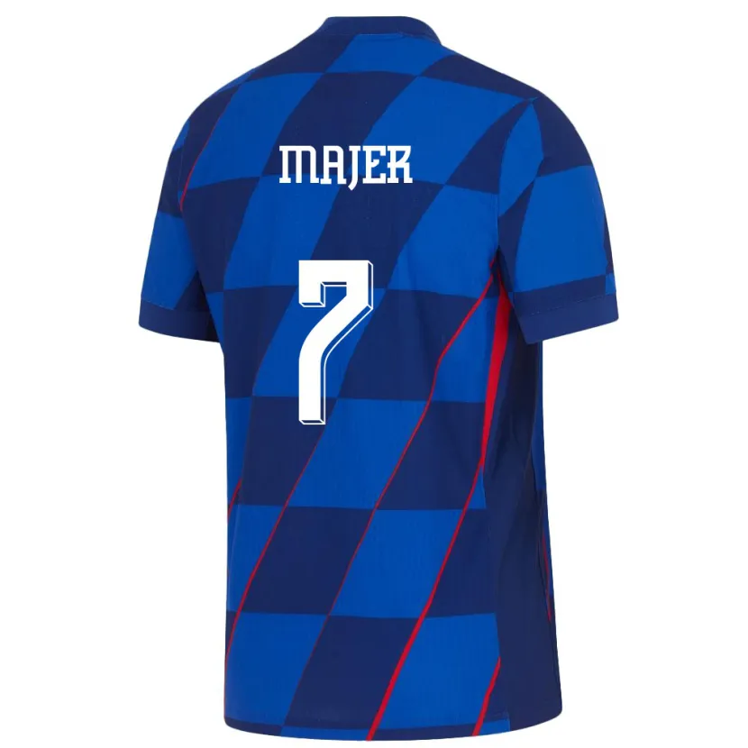 Danxen Mujer Camiseta Croacia Lovro Majer #7 Azul 2ª Equipación 24-26 La Camisa México