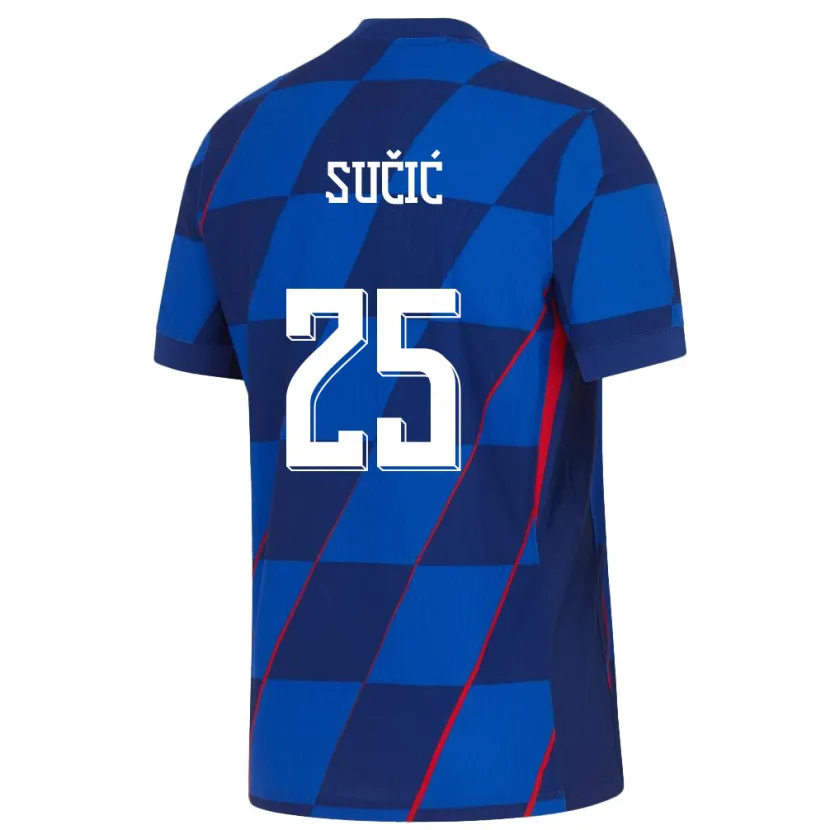 Danxen Mujer Camiseta Croacia Luka Sucic #25 Azul 2ª Equipación 24-26 La Camisa México