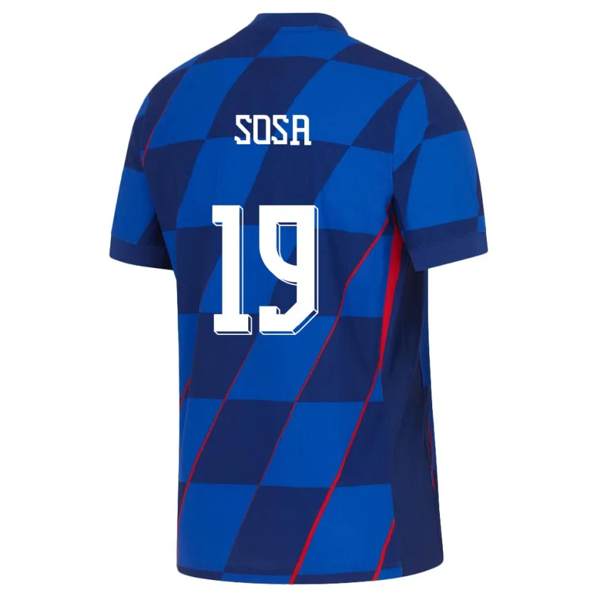 Danxen Mujer Camiseta Croacia Borna Sosa #19 Azul 2ª Equipación 24-26 La Camisa México