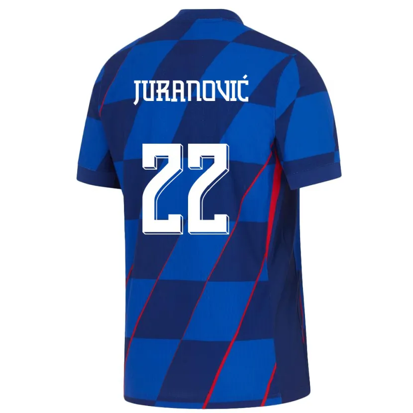 Danxen Mujer Camiseta Croacia Josip Juranovic #22 Azul 2ª Equipación 24-26 La Camisa México