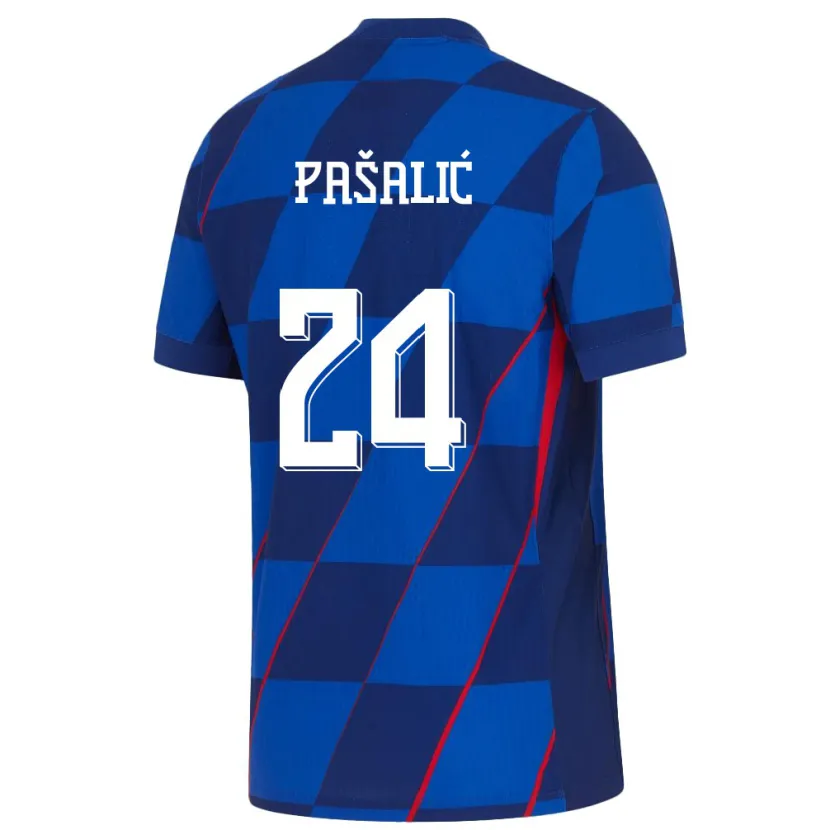 Danxen Mujer Camiseta Croacia Marco Pasalic #24 Azul 2ª Equipación 24-26 La Camisa México