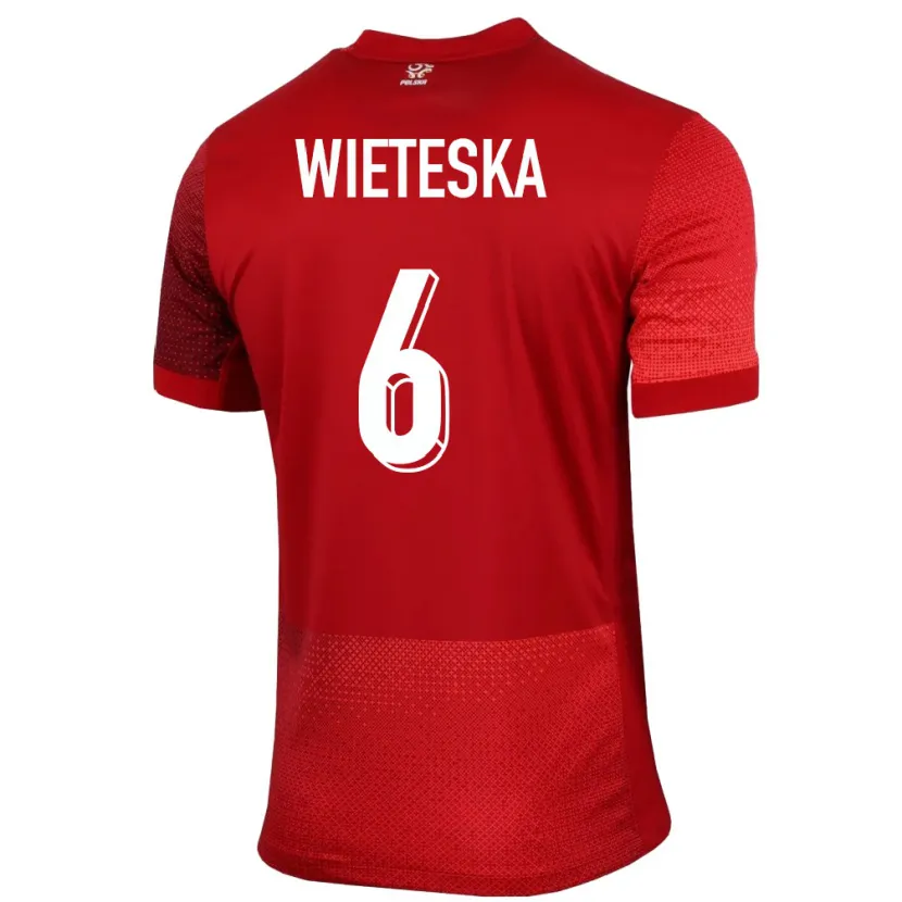 Danxen Mujer Camiseta Polonia Mateusz Wieteska #6 Rojo 2ª Equipación 24-26 La Camisa México