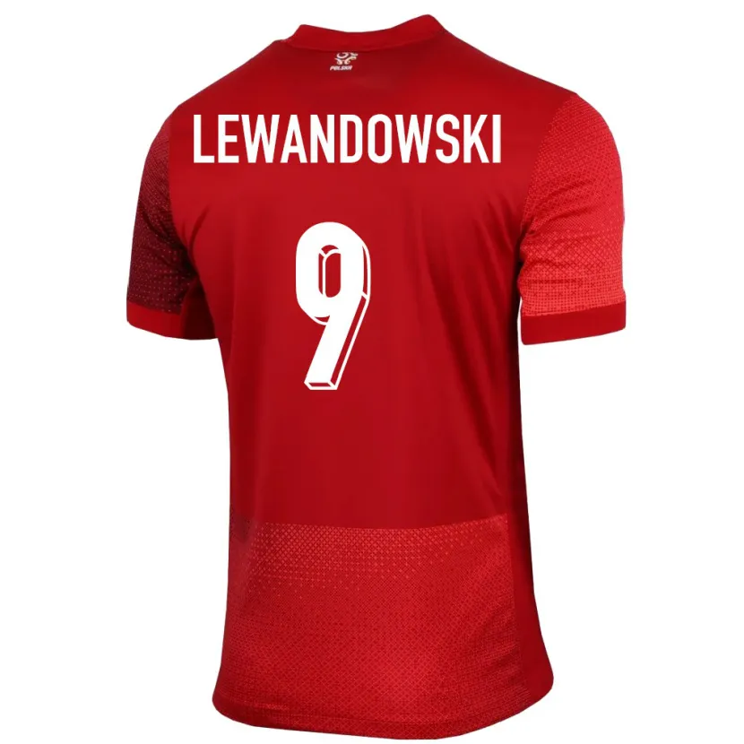 Danxen Mujer Camiseta Polonia Robert Lewandowski #9 Rojo 2ª Equipación 24-26 La Camisa México