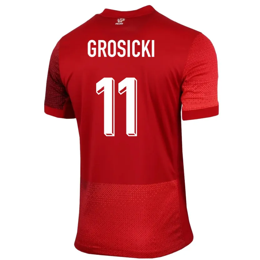 Danxen Mujer Camiseta Polonia Kamil Grosicki #11 Rojo 2ª Equipación 24-26 La Camisa México