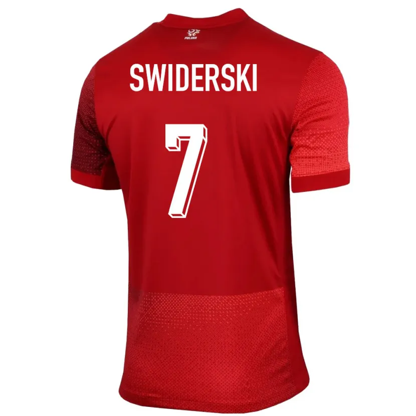 Danxen Mujer Camiseta Polonia Karol Swiderski #7 Rojo 2ª Equipación 24-26 La Camisa México