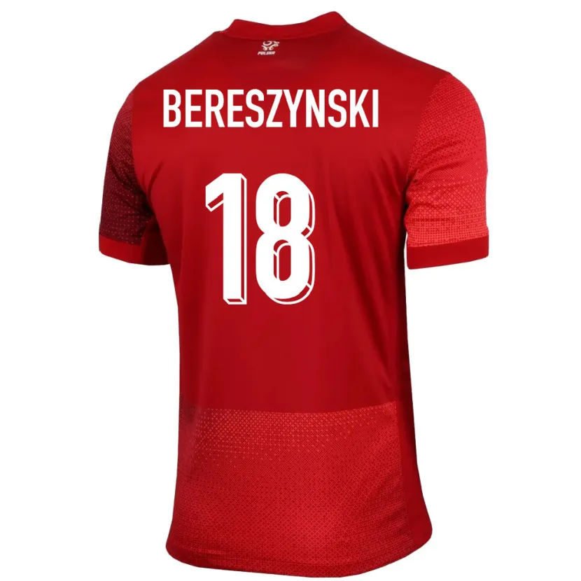 Danxen Mujer Camiseta Polonia Bartosz Bereszynski #18 Rojo 2ª Equipación 24-26 La Camisa México