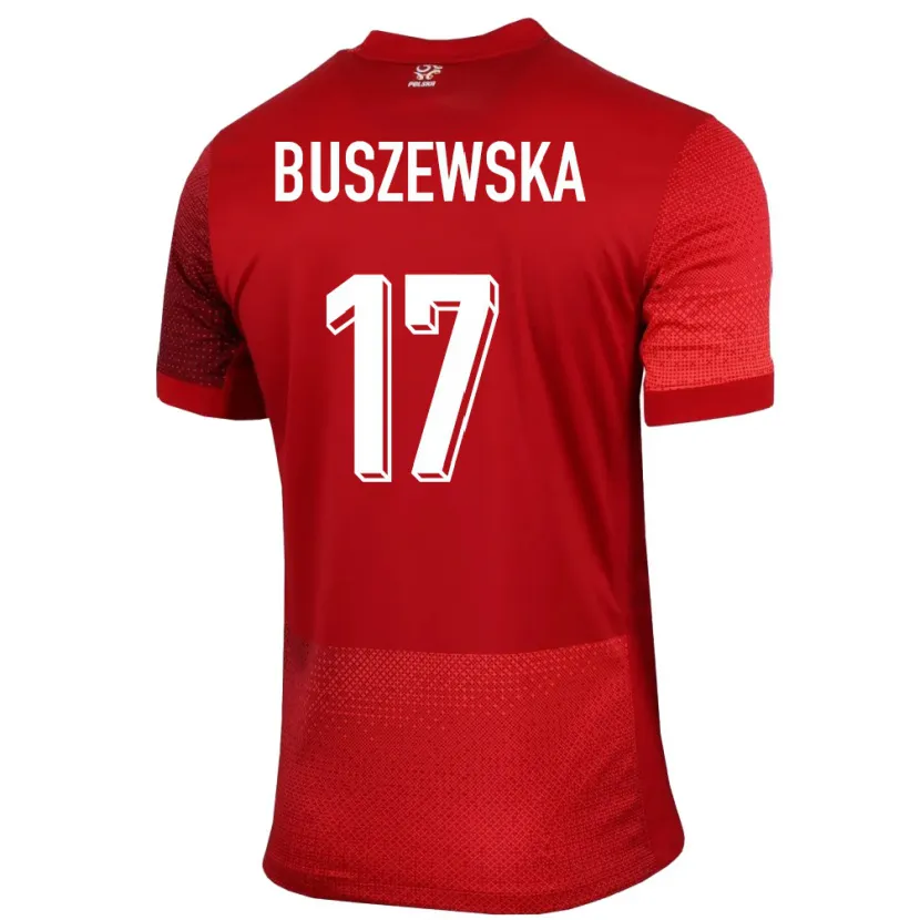 Danxen Mujer Camiseta Polonia Zofia Buszewska #17 Rojo 2ª Equipación 24-26 La Camisa México