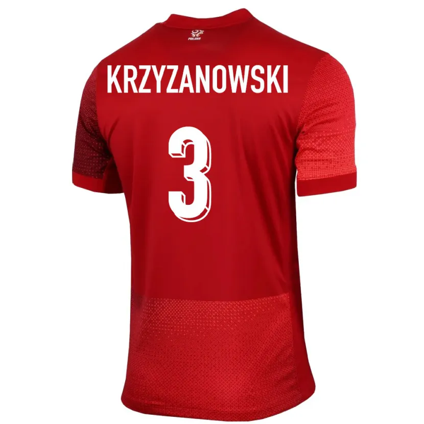 Danxen Mujer Camiseta Polonia Jakub Krzyzanowski #3 Rojo 2ª Equipación 24-26 La Camisa México