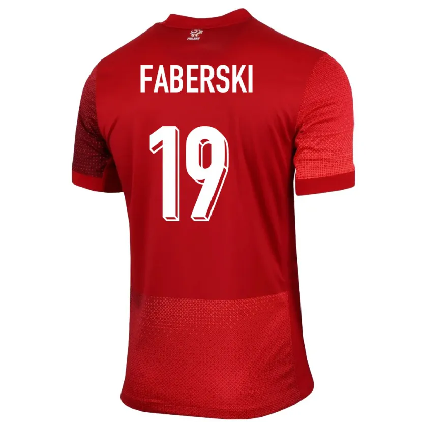 Danxen Mujer Camiseta Polonia Jan Faberski #19 Rojo 2ª Equipación 24-26 La Camisa México