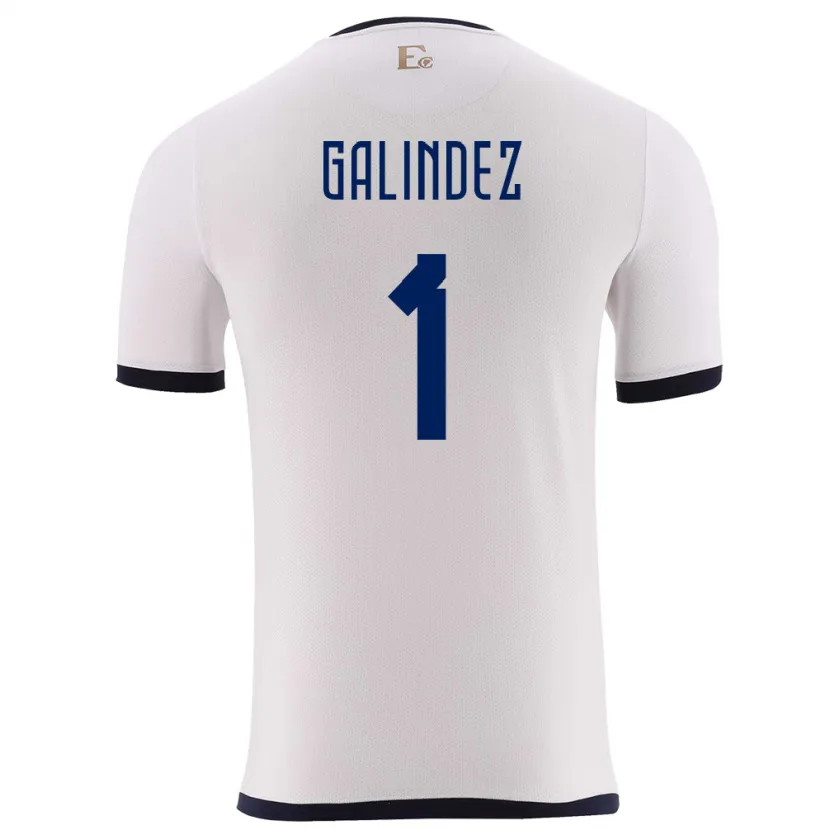 Danxen Mujer Camiseta Ecuador Hernan Galindez #1 Blanco 2ª Equipación 24-26 La Camisa México