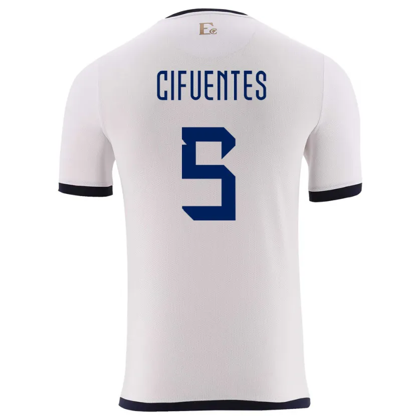 Danxen Mujer Camiseta Ecuador Jose Cifuentes #5 Blanco 2ª Equipación 24-26 La Camisa México