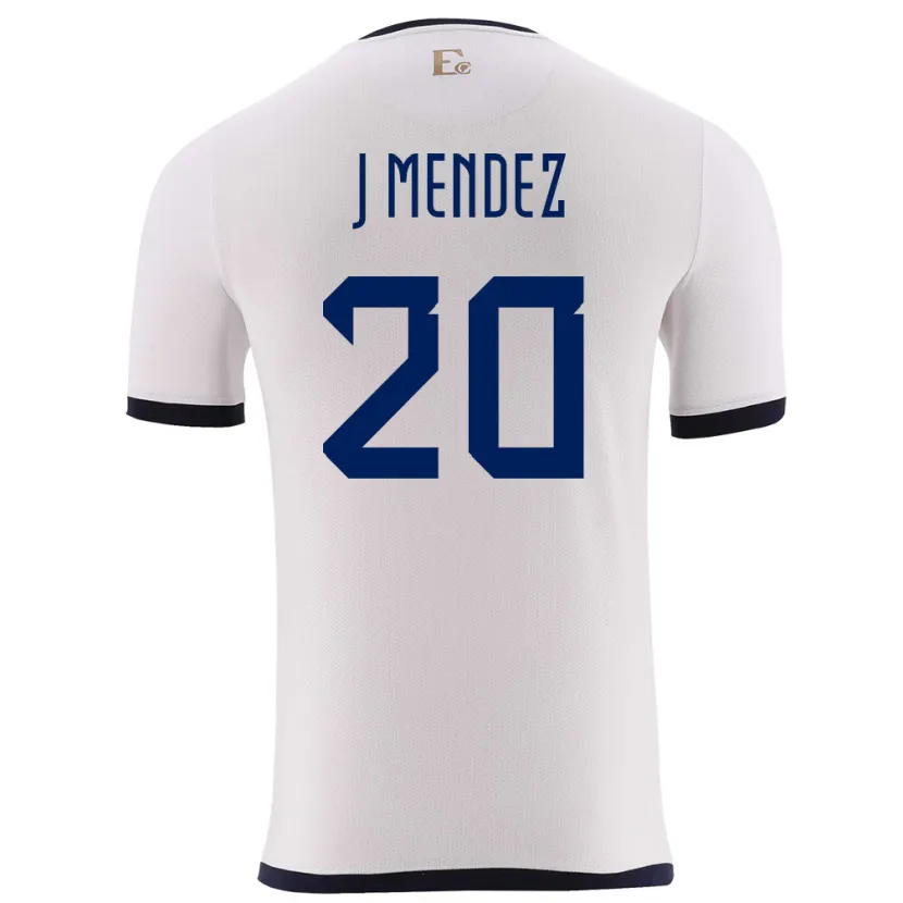 Danxen Mujer Camiseta Ecuador Jhegson Mendez #20 Blanco 2ª Equipación 24-26 La Camisa México