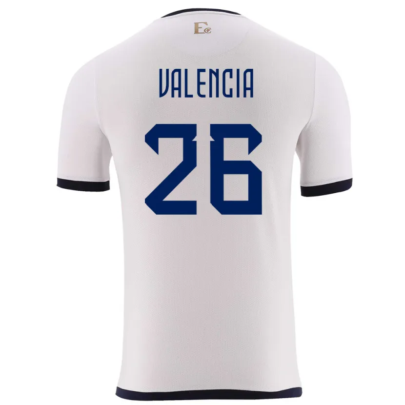 Danxen Mujer Camiseta Ecuador Anthony Valencia #26 Blanco 2ª Equipación 24-26 La Camisa México
