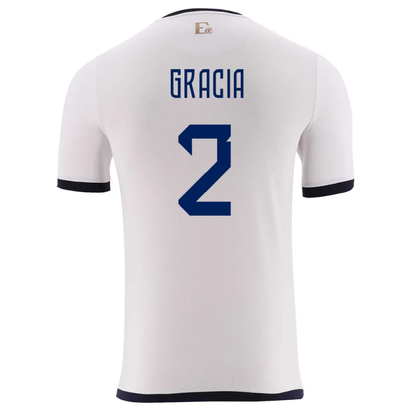 Danxen Mujer Camiseta Ecuador Ericka Gracia #2 Blanco 2ª Equipación 24-26 La Camisa México