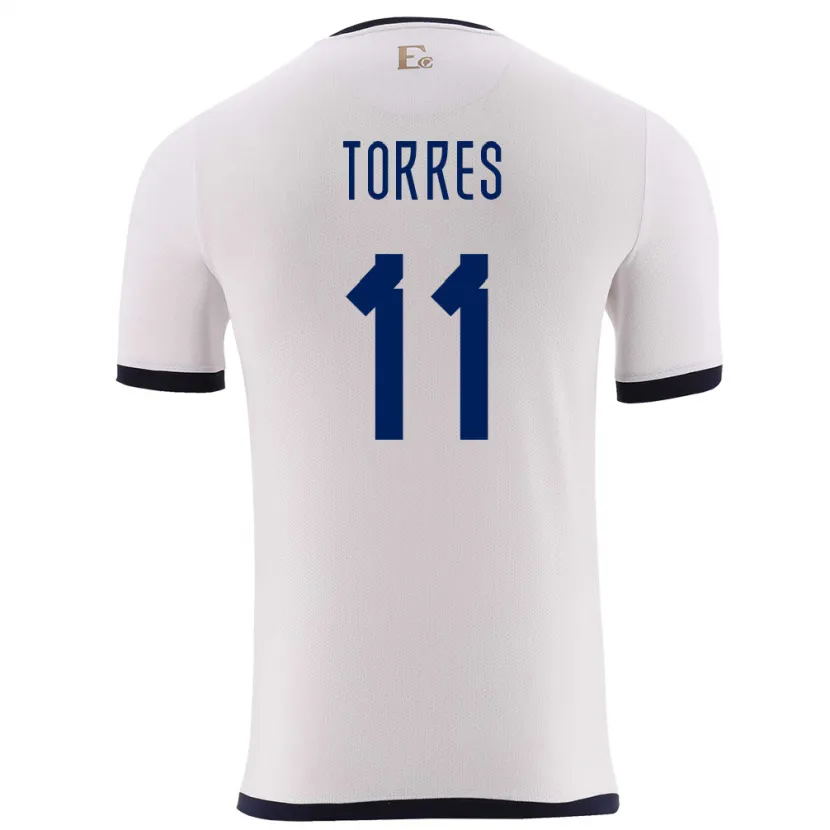 Danxen Mujer Camiseta Ecuador Ambar Torres #11 Blanco 2ª Equipación 24-26 La Camisa México