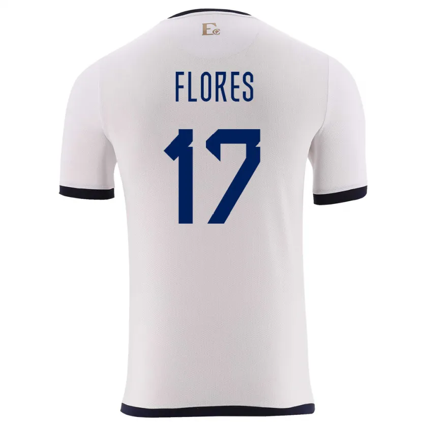 Danxen Mujer Camiseta Ecuador Karen Flores #17 Blanco 2ª Equipación 24-26 La Camisa México