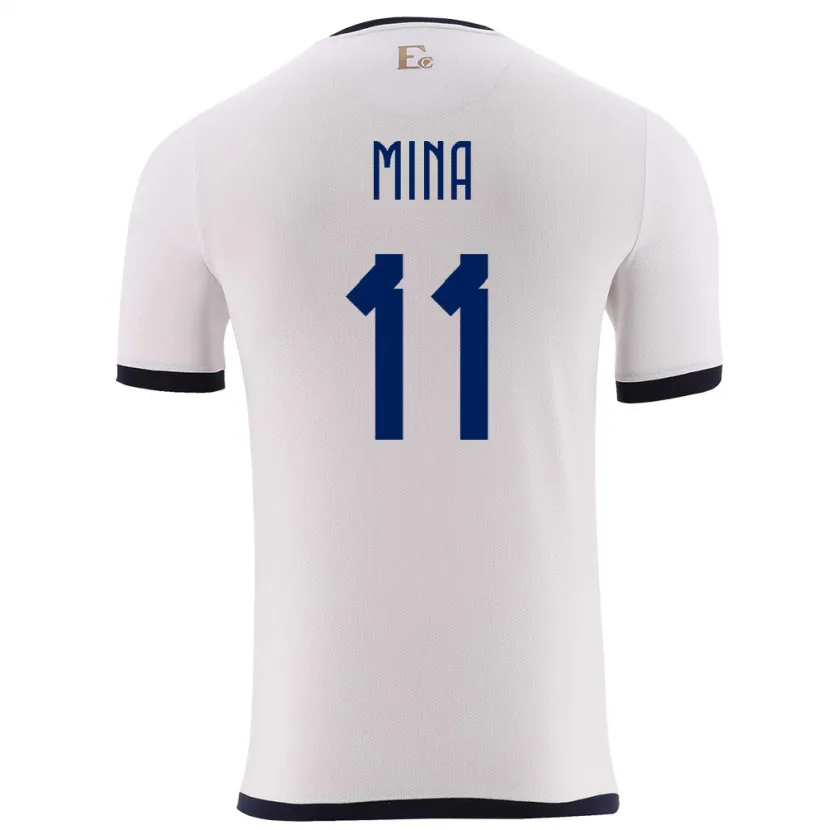 Danxen Mujer Camiseta Ecuador Ariel Mina #11 Blanco 2ª Equipación 24-26 La Camisa México