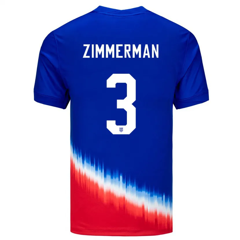Danxen Mujer Camiseta Estados Unidos Walker Zimmerman #3 Azul 2ª Equipación 24-26 La Camisa México
