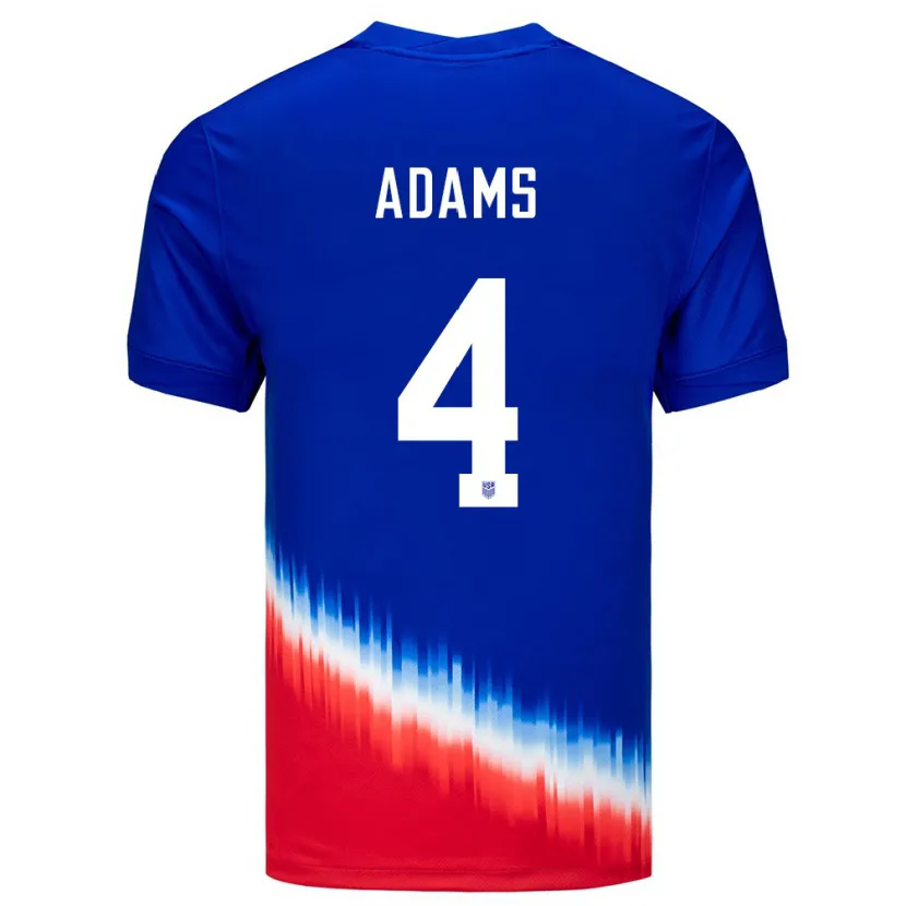 Danxen Mujer Camiseta Estados Unidos Tyler Adams #4 Azul 2ª Equipación 24-26 La Camisa México