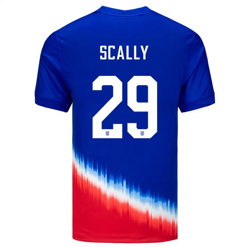 Danxen Mujer Camiseta Estados Unidos Joseph Scally #29 Azul 2ª Equipación 24-26 La Camisa México