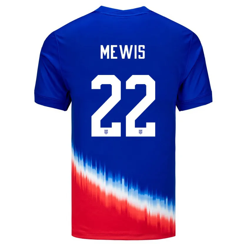Danxen Mujer Camiseta Estados Unidos Kristie Mewis #22 Azul 2ª Equipación 24-26 La Camisa México