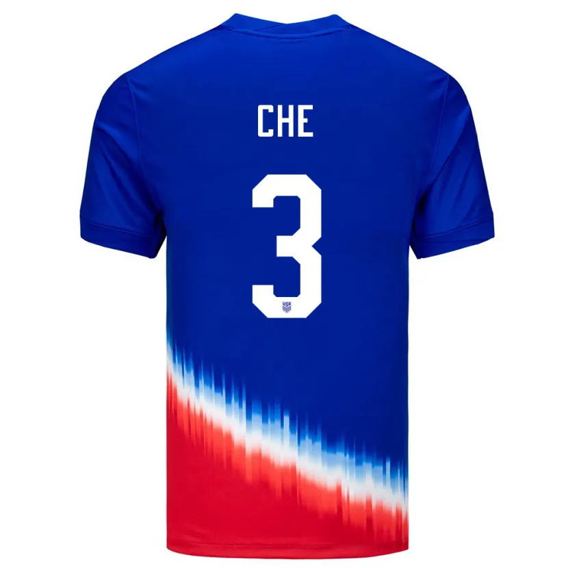 Danxen Mujer Camiseta Estados Unidos Justin Che #3 Azul 2ª Equipación 24-26 La Camisa México