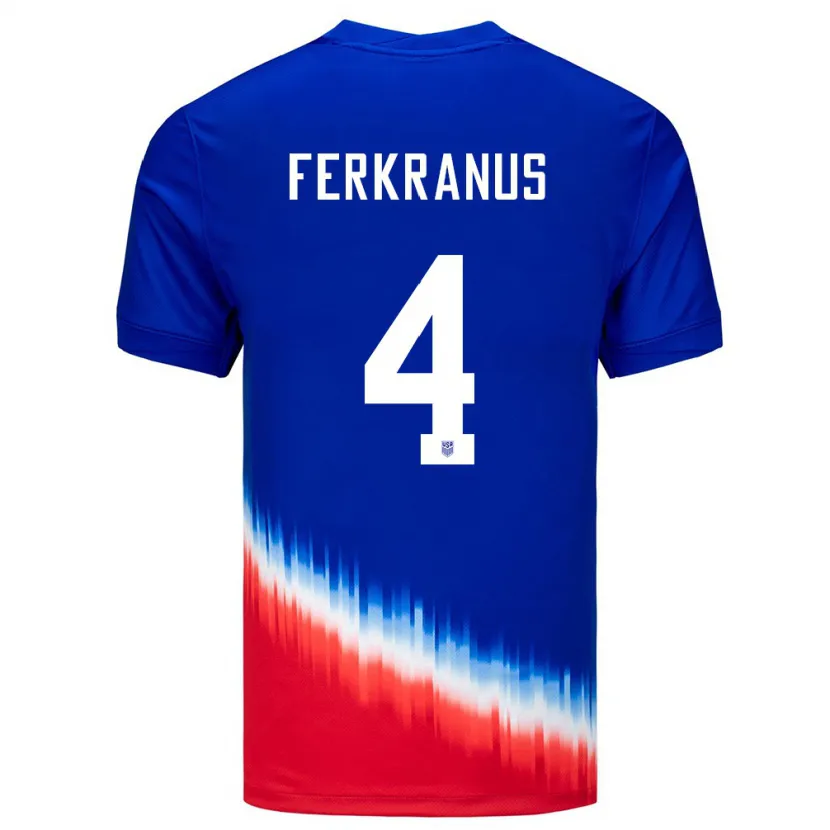 Danxen Mujer Camiseta Estados Unidos Marcus Ferkranus #4 Azul 2ª Equipación 24-26 La Camisa México