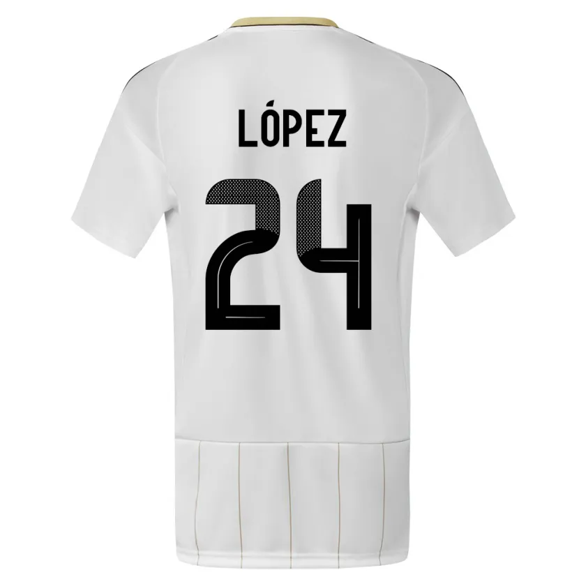 Danxen Mujer Camiseta Costa Rica Douglas Lopez #24 Blanco 2ª Equipación 24-26 La Camisa México