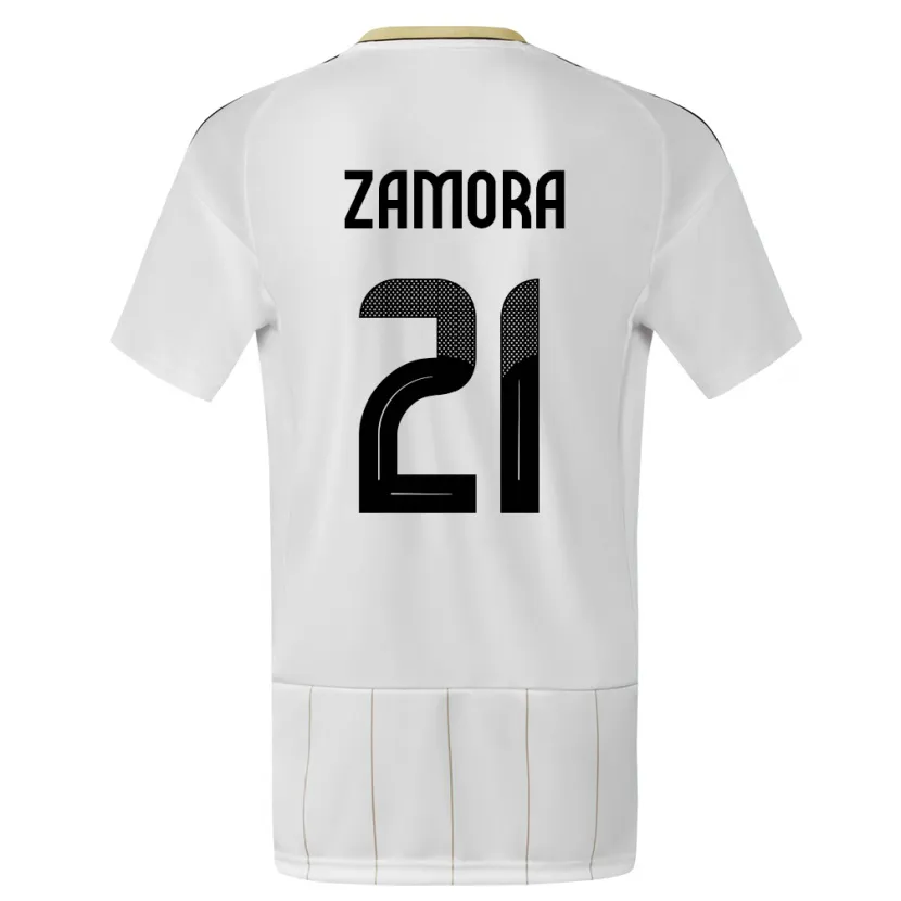 Danxen Mujer Camiseta Costa Rica Alvaro Zamora #21 Blanco 2ª Equipación 24-26 La Camisa México