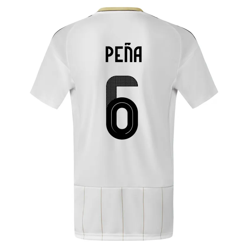 Danxen Mujer Camiseta Costa Rica Ricardo Pena #6 Blanco 2ª Equipación 24-26 La Camisa México