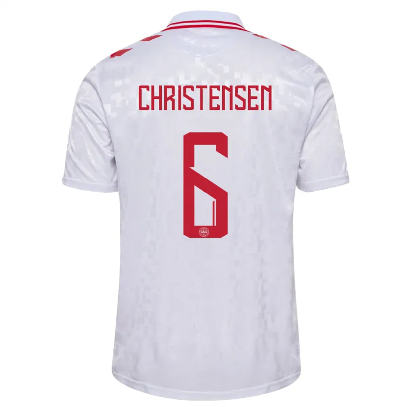 Danxen Mujer Camiseta Dinamarca Andreas Christensen #6 Blanco 2ª Equipación 24-26 La Camisa México