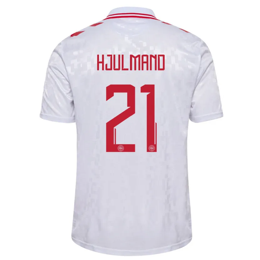 Danxen Mujer Camiseta Dinamarca Morten Hjulmand #21 Blanco 2ª Equipación 24-26 La Camisa México
