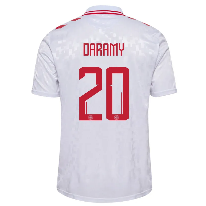 Danxen Mujer Camiseta Dinamarca Mohamed Daramy #20 Blanco 2ª Equipación 24-26 La Camisa México