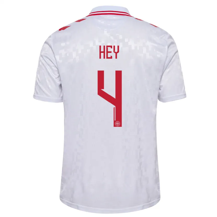 Danxen Mujer Camiseta Dinamarca Lucas Hey #4 Blanco 2ª Equipación 24-26 La Camisa México