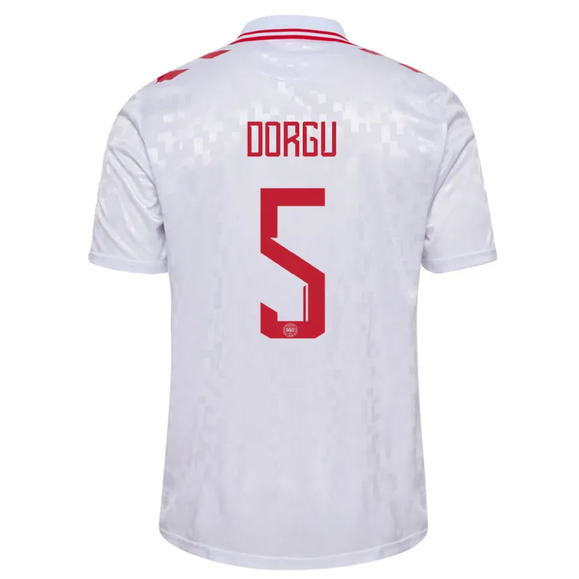 Danxen Mujer Camiseta Dinamarca Patrick Dorgu #5 Blanco 2ª Equipación 24-26 La Camisa México