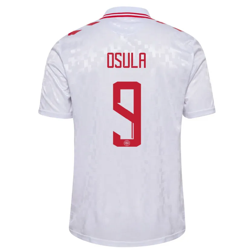 Danxen Mujer Camiseta Dinamarca William Osula #9 Blanco 2ª Equipación 24-26 La Camisa México