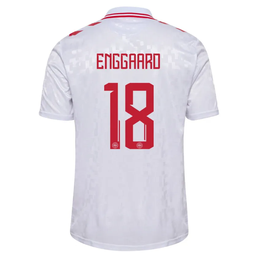 Danxen Mujer Camiseta Dinamarca Mads Enggaard #18 Blanco 2ª Equipación 24-26 La Camisa México