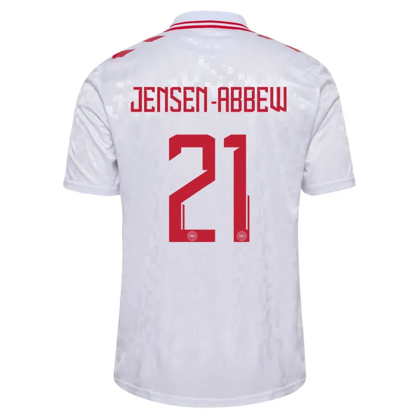 Danxen Mujer Camiseta Dinamarca Jonas Jensen-Abbew #21 Blanco 2ª Equipación 24-26 La Camisa México