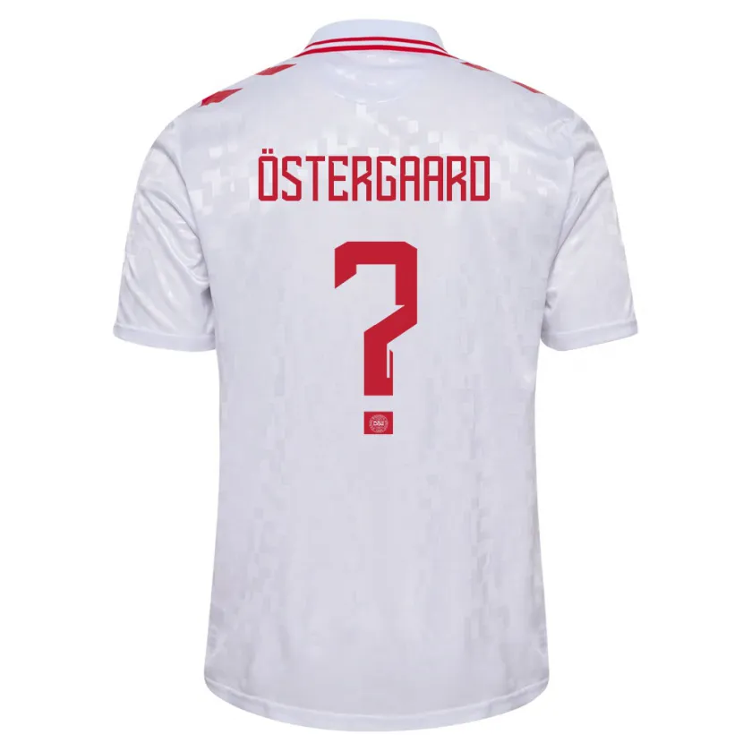Danxen Mujer Camiseta Dinamarca Christian Östergaard #0 Blanco 2ª Equipación 24-26 La Camisa México