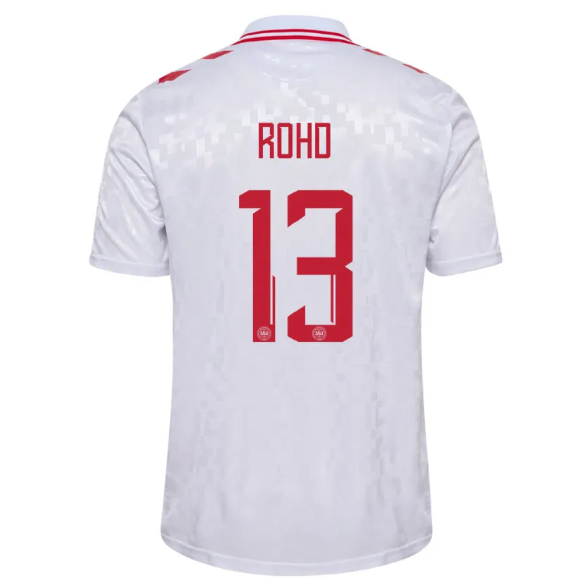 Danxen Mujer Camiseta Dinamarca Emil Rohd #13 Blanco 2ª Equipación 24-26 La Camisa México