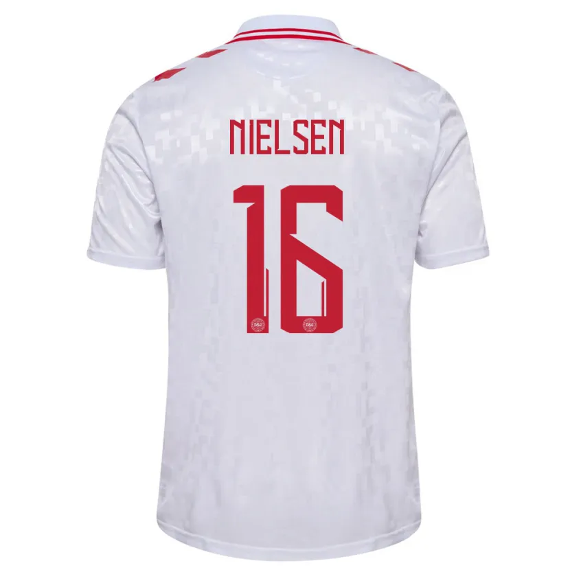 Danxen Mujer Camiseta Dinamarca Magnus Nielsen #16 Blanco 2ª Equipación 24-26 La Camisa México