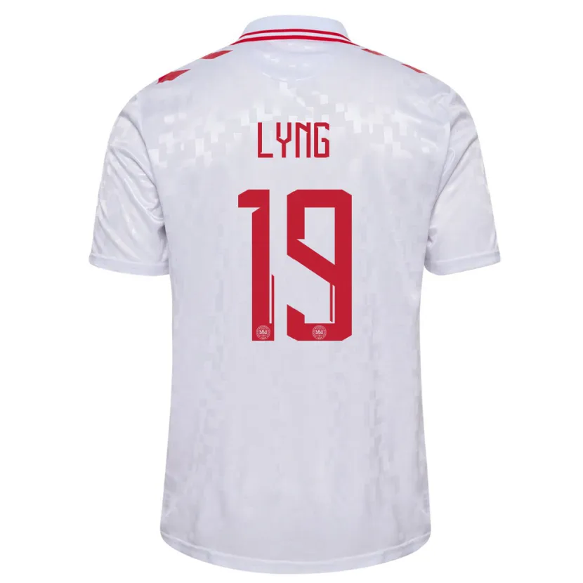 Danxen Mujer Camiseta Dinamarca Alexander Lyng #19 Blanco 2ª Equipación 24-26 La Camisa México
