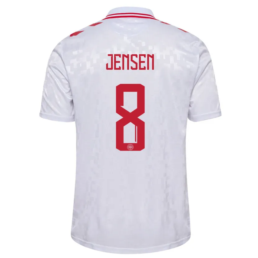 Danxen Mujer Camiseta Dinamarca Tobias Lund Jensen #8 Blanco 2ª Equipación 24-26 La Camisa México