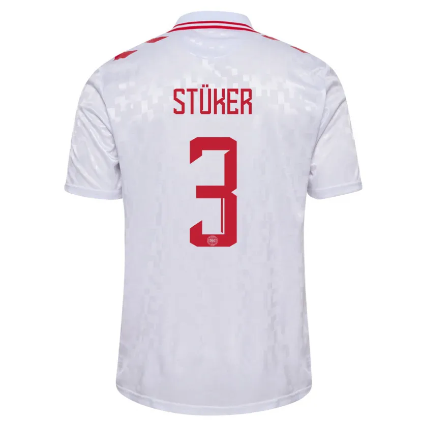 Danxen Mujer Camiseta Dinamarca Simon Stüker #3 Blanco 2ª Equipación 24-26 La Camisa México